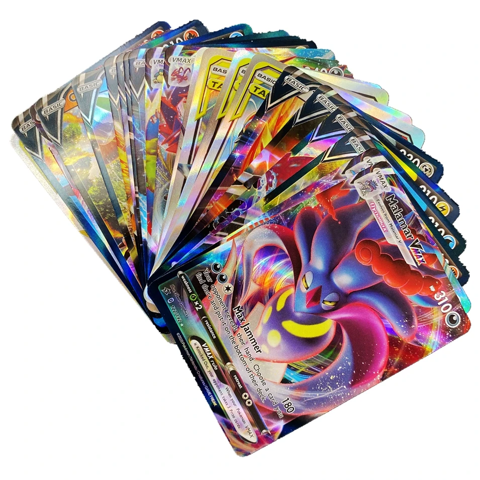 100pcs pokemon english version v vmax shining cards box display pokémon ex gx mega playing game carte battle trading toys gifts free global shipp