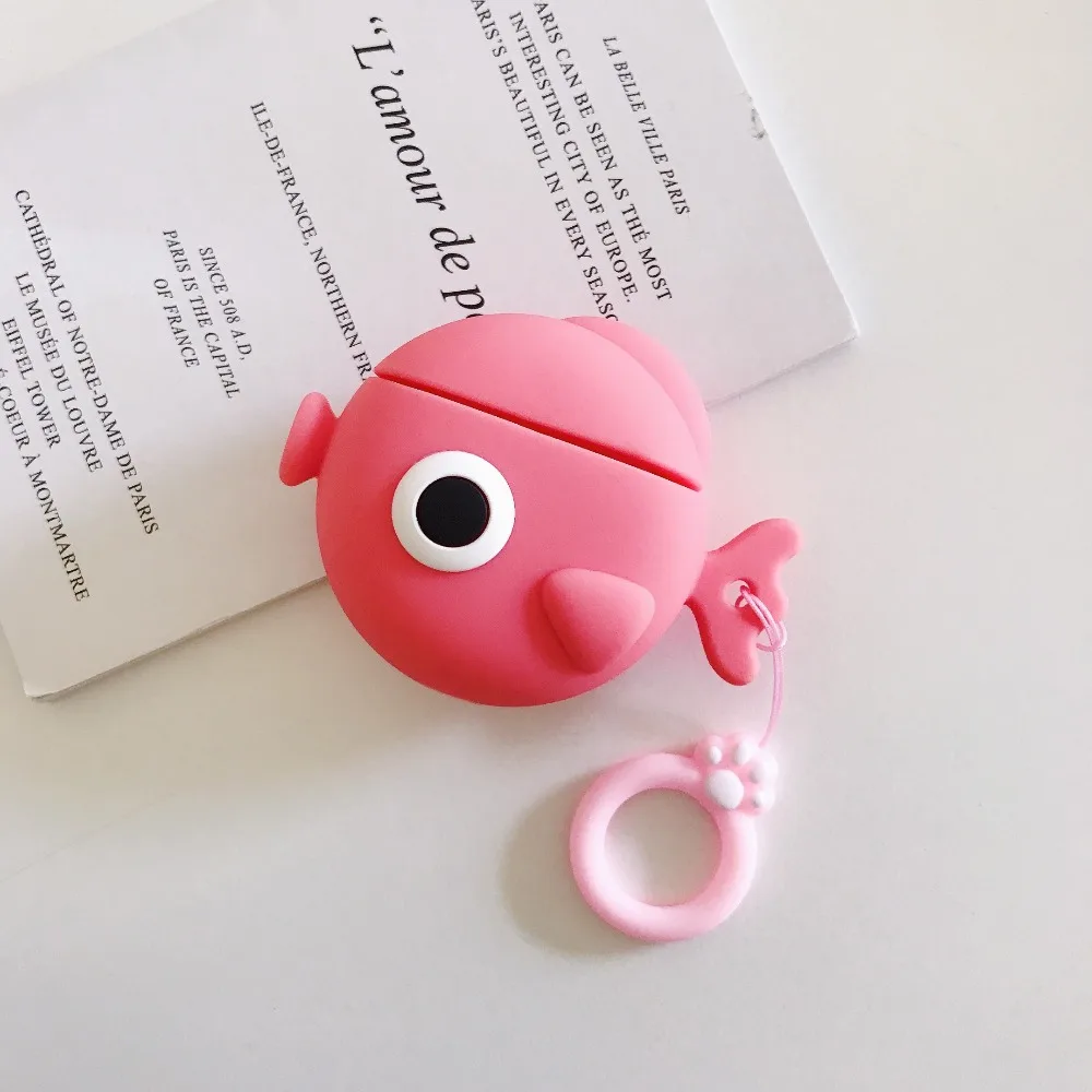 3D чехол для наушников s для AirPods 2 Чехол с милой рыбкой лососевой динозавром из мультфильма для Apple Air Pods защитный чехол для Earpods чехол для наушников