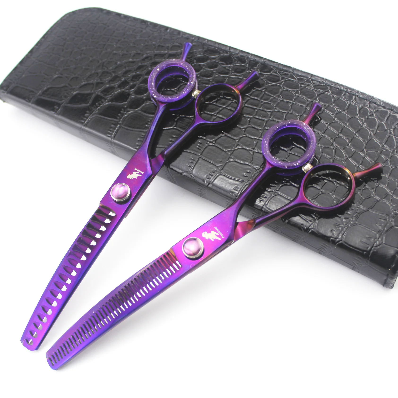 7 дюймов Pet нисходящие изогнутые филировочные ножницы 400c профессиональные для