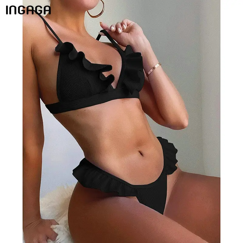 Бикини пуш ап INGAGA женские купальники сексуальный купальник с рюшами купальные