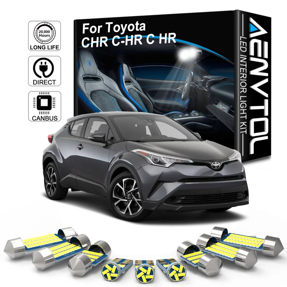 AENVTOL Canbus For Toyota CHR C-HR C HR 2018 2019 2020 2021 Auto LED Interior Dome Lights License Plate Lamp Accessories Kits