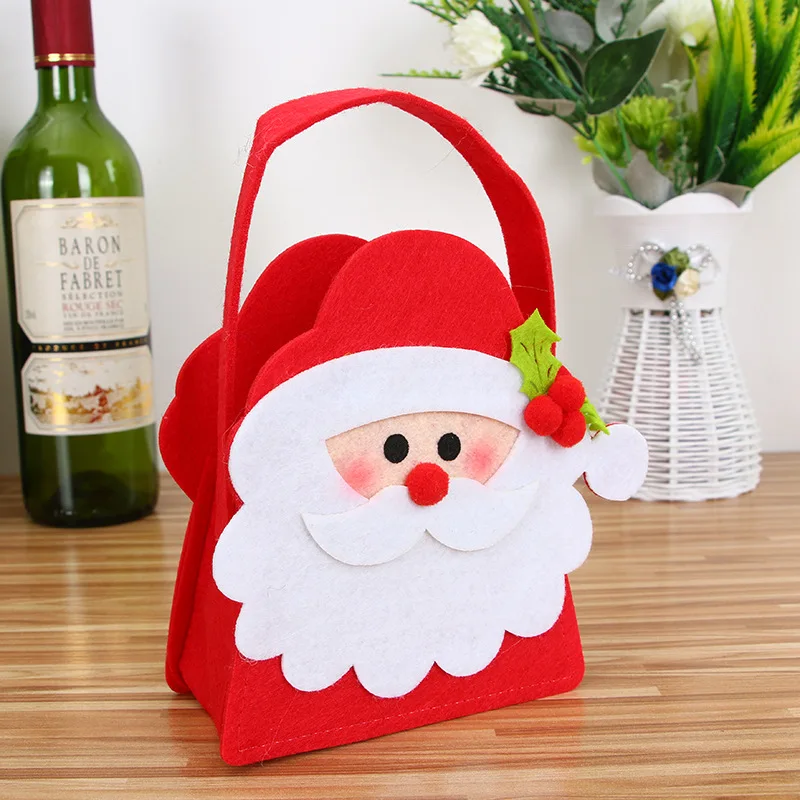 New Merry Christmas Gift Bags Apple Candy Bag Santa Claus Snowman Elk Home Party Furniture Decor To Children Kids 20x13cm | Дом и сад