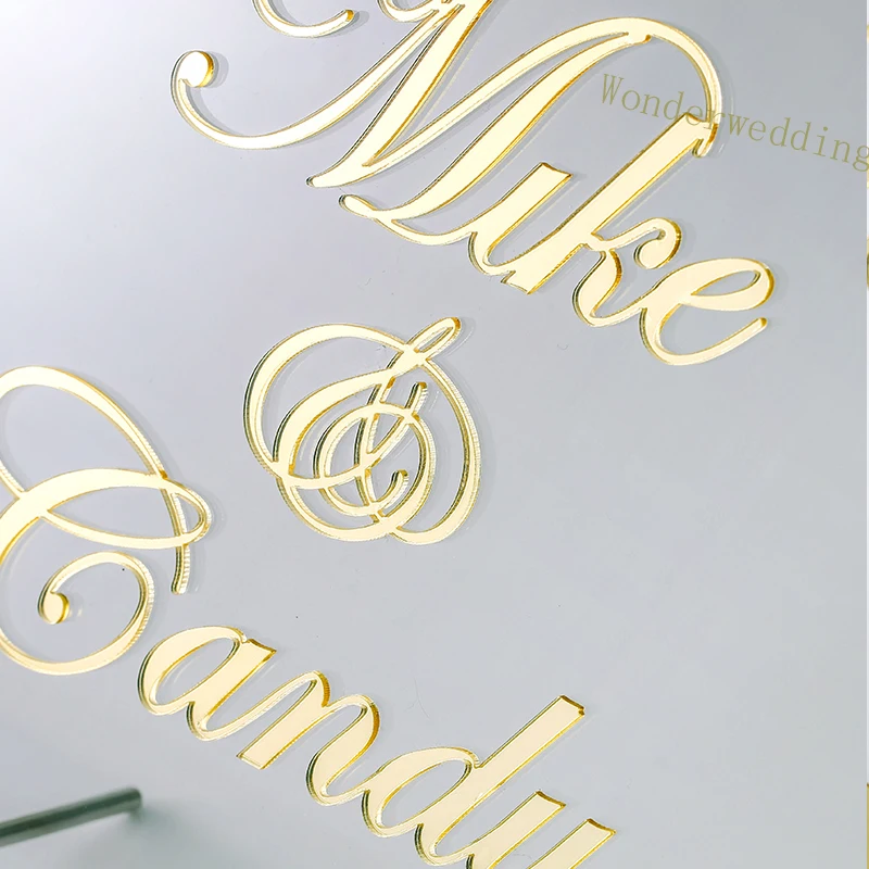 Круглый акриловый Свадебный знак приветствия с листовой монограммой