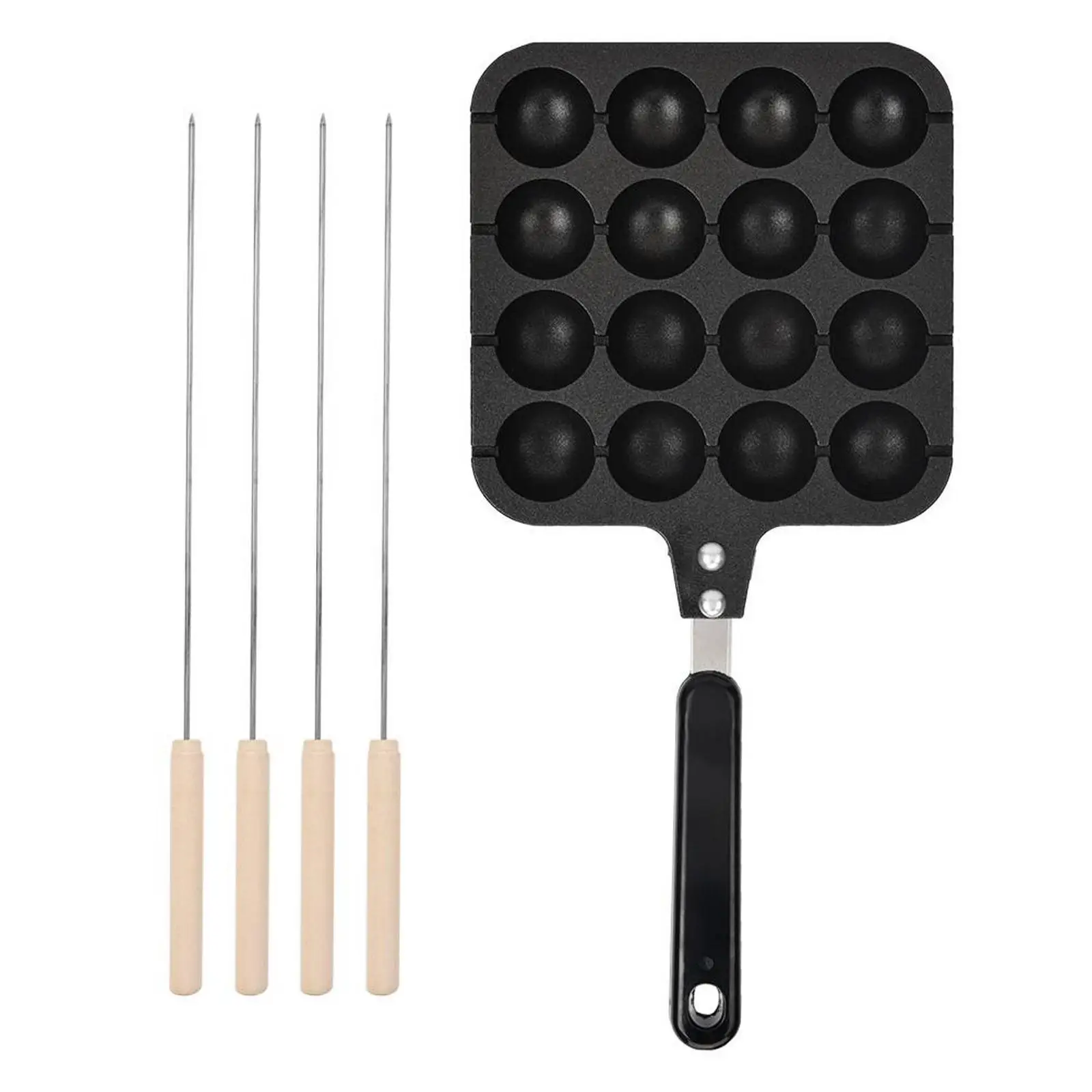Takoyaki Pot Octopus Balls Mold Round Pancake Grill Plate Fish Ball Machine Non-stick Pan Easy To Clean 4 Baking Needles |