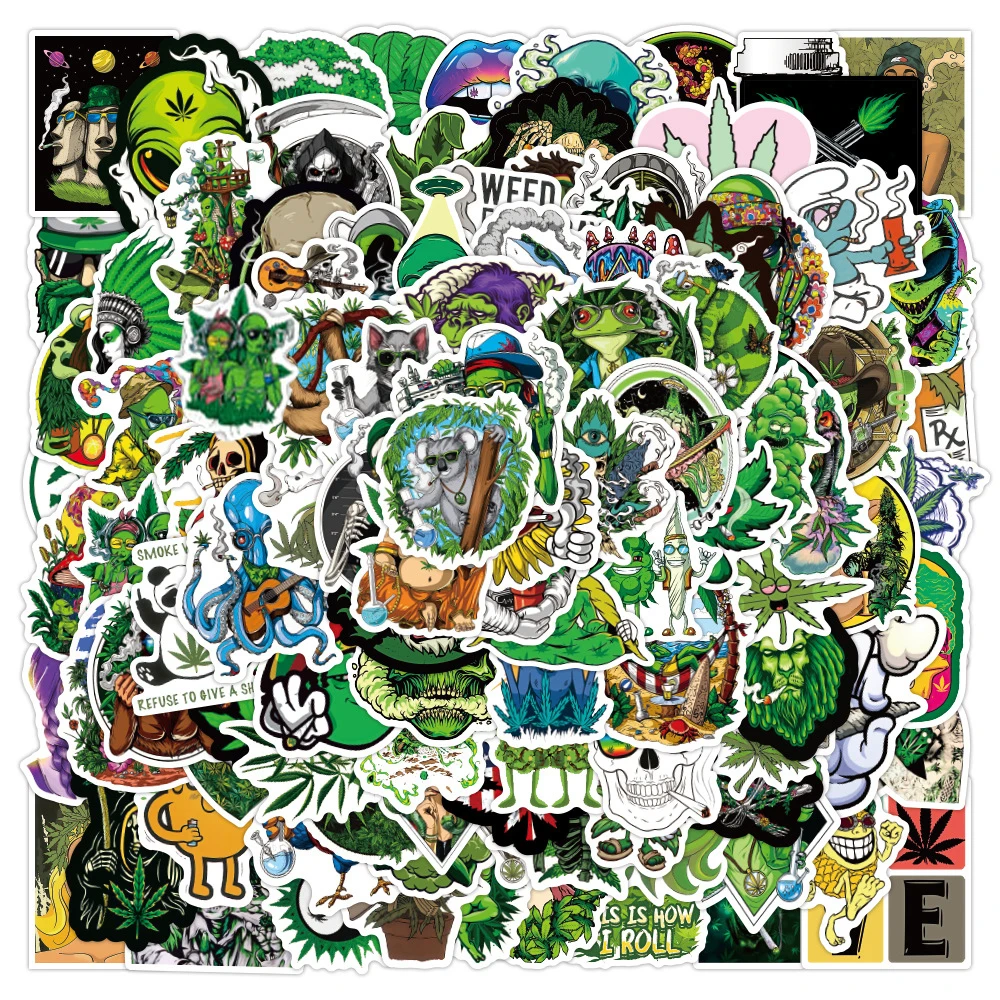 50100pcs funny characters leaves weed smoking graffiti stickers skateboard laptop motorcycle bike cool sticker decal kid toy free global shipping