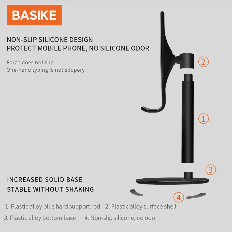 BASIKE Universal Accessories Mobile Phone Holder Stand For iPhone Xiaomi Adjustable Desktop Table Tablet Smartphone Holder