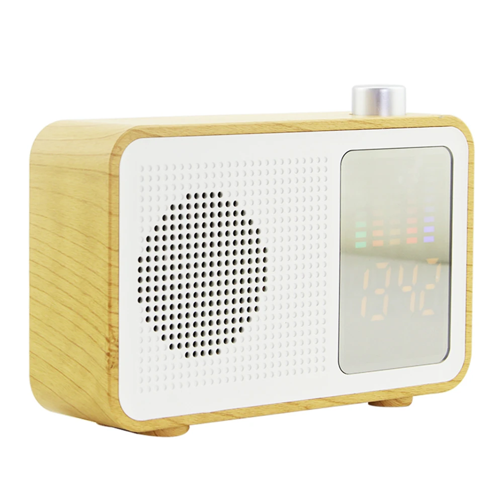 

Wireless Bluetooth Speaker Retro Wooden Bluetooth Speaker Clock Radio With Time Display Bluetooth Speaker FM TF Card For Gift
