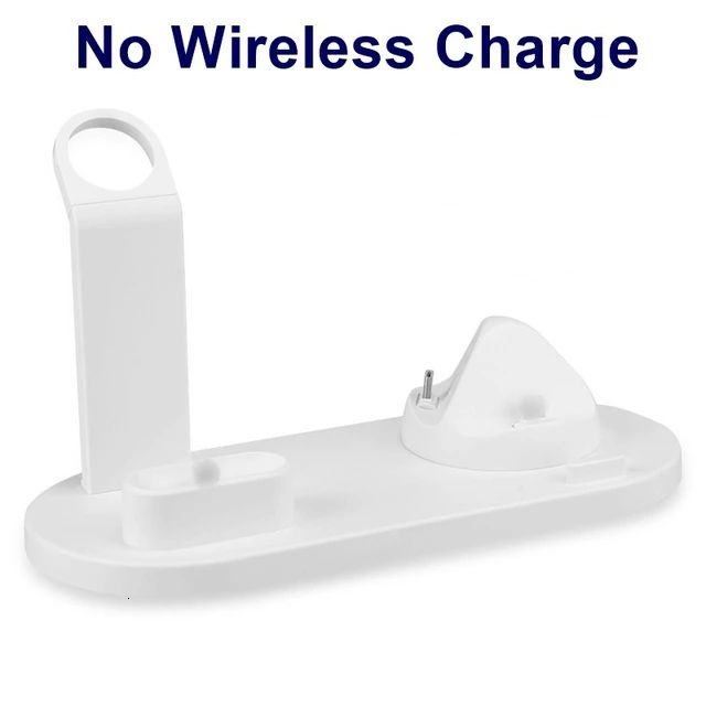 No Wireless White Micro usb type-C зарядное устройство Подставка для samsung Xiaomi huawei держатель телефона Qi быстрая Беспроводная зарядная док-станция для Apple Watch 5 4 3 2 1 - Цвет: No Wireless White