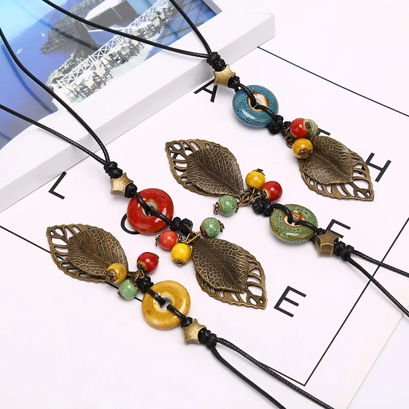 Модные женские керамические бусы кулон этническое ожерелье цепь Шарм ювелирные