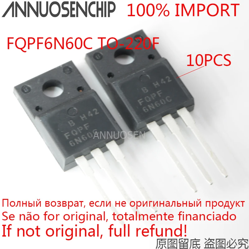 

10 шт. FQPF6N60C 6N60 FQPF6N60 TO-220F 6A 600V лучшее качество и