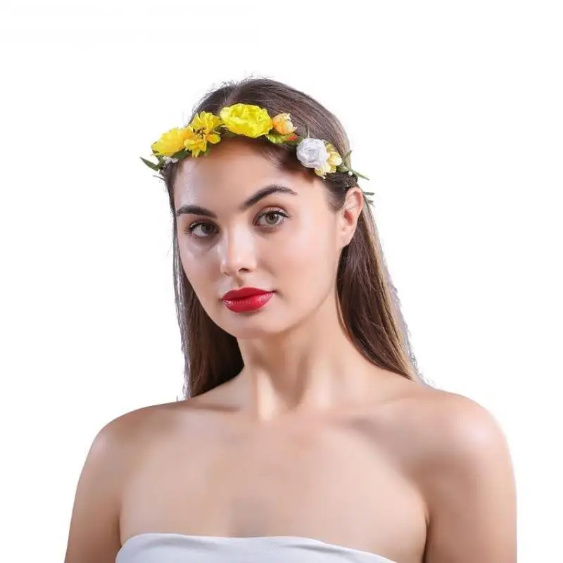Цветочная корона повязка на голову для пляжного путешествия Свадебный веночек