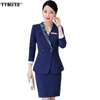 s 4xl professional womens suit autumn long sleeved high end elegant slim ladies jacket fashion skirt 2 piece set