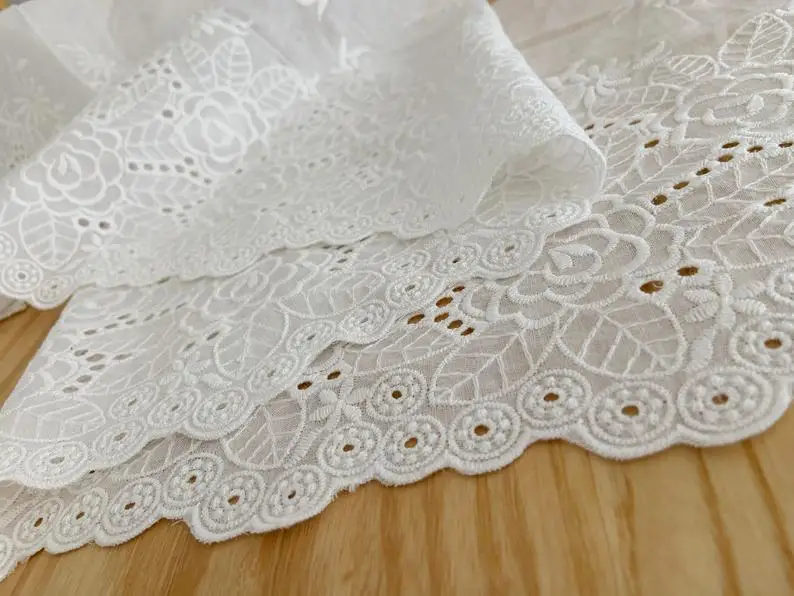 1 ярд белая хлопковая кружевная отделка вышитая с вырезами Цветочная | Дом и сад