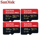 Карта Micro SD SanDisk Extreme Pro, U3, A2, SDXC, V30, 32 ГБ, 128 ГБ, 256 ГБ, 64 ГБ