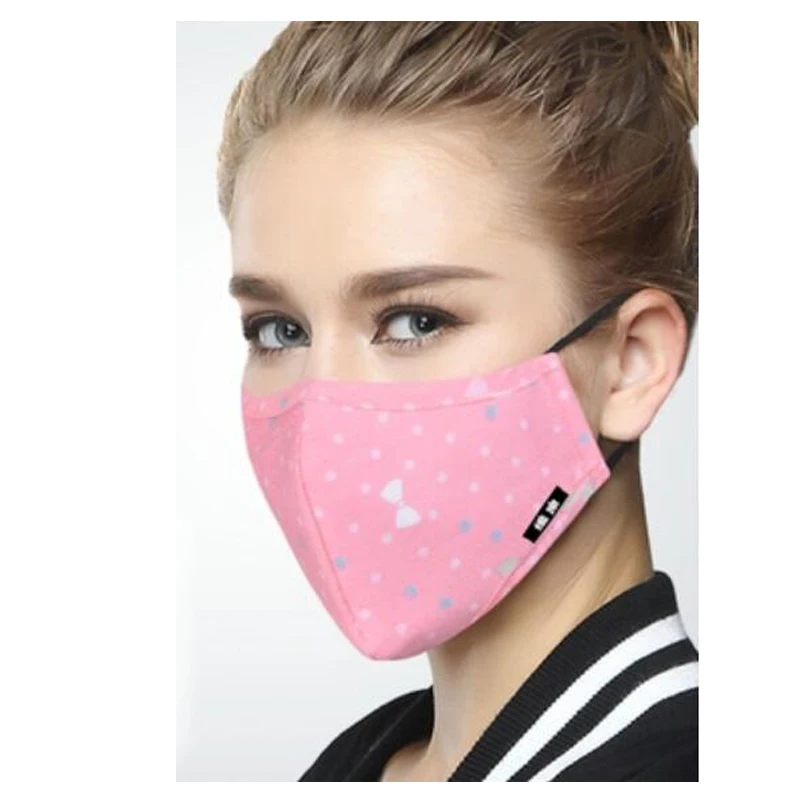 Женские маски для рта Регулируемые моющиеся против пыли черная маска с фильтром