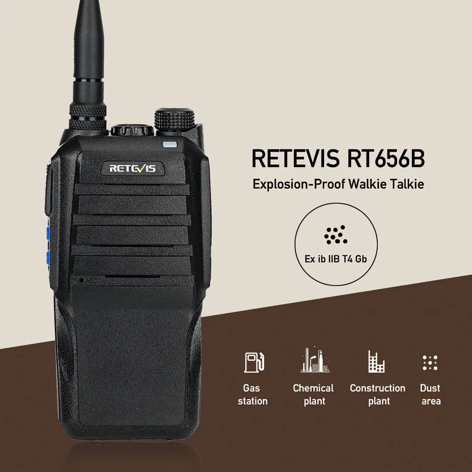 

Retevis RT56B RT656B Explosion-proof Walkie Talkie FRS/PMR446 License-free 22/16 CH FM VOX Portable Transceiver Scanning 1800mAh