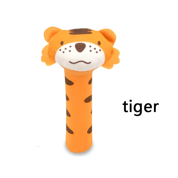 Tiger Детская плюшевая погремушка для рук 0-12 месяцев, мультяшный Колокольчик для рук, мягкие милые моющиеся детские игрушки для новорожденных, подарок для младенцев - Цвет: Tiger