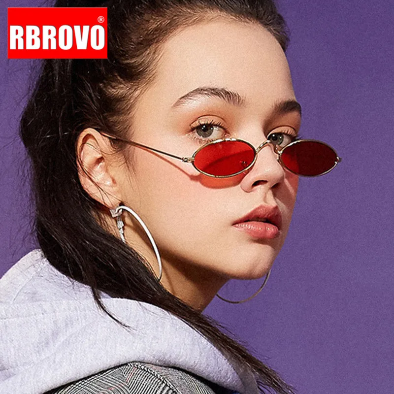 

RBROVO 2021 Small Frame Oval Sunglasses Women Brand Designer Ocean Lens Mirror Glasses Alloy Party Oculos De Sol Feminino UV400
