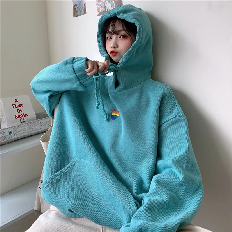 

Autumn / Winter 2020 New Korean Women's Printing BF Style Loose Hooded Sweatershirt Women's Long Sleeve Coat Fashion Wn*