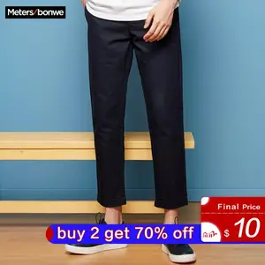 METERSBONWE повседневные брюки мужские хлопковые новые зимние брюки ретро простые тканые прямые брюки