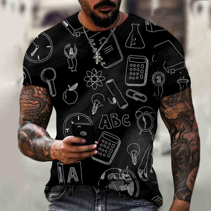 

New Fashion T Short Men Streetwear O-Neck Short Sleeve Tees Colorful Geometry Male Clothes Casual Oversized Man T-Shirt Summer