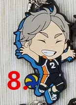 Горячий Аниме Haikyuu резиновый брелок для ключей ремешки редкий косплей подарок - Цвет: 8