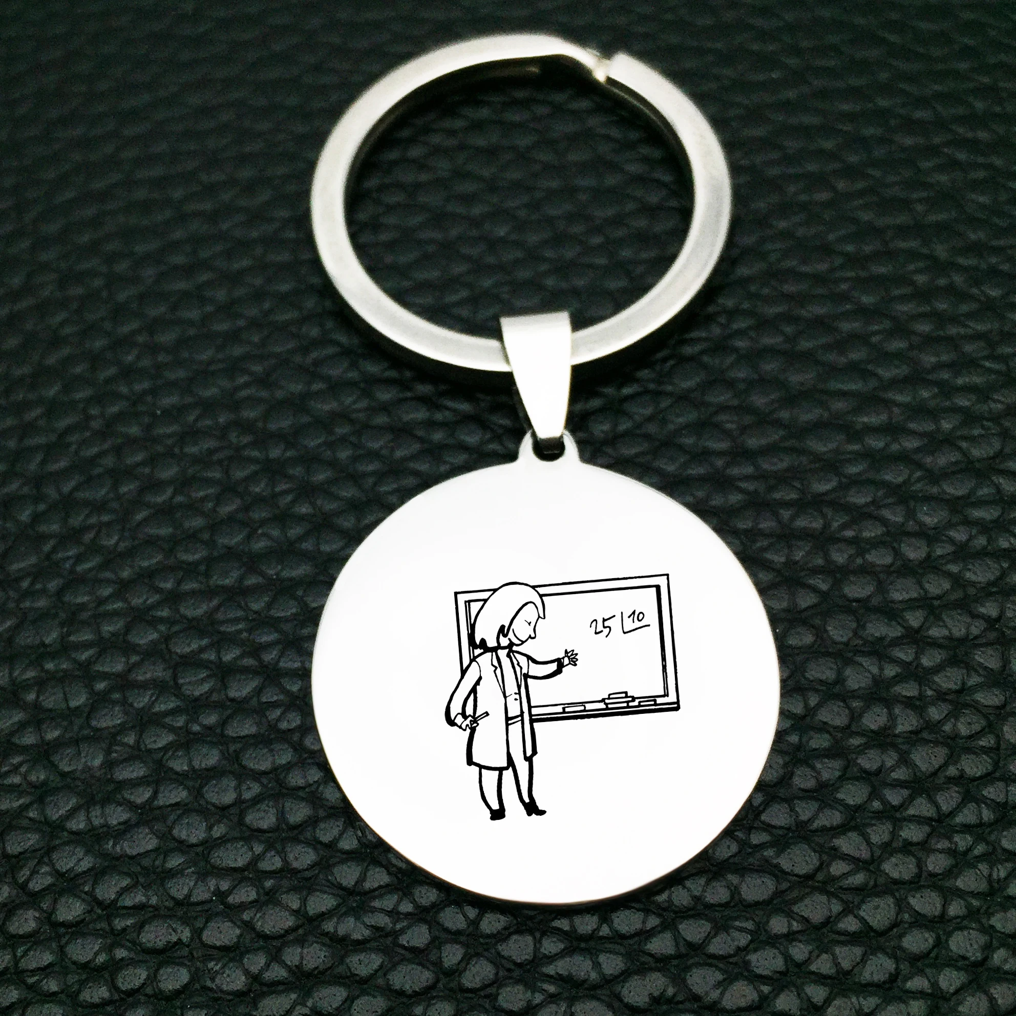 

Disc Charm Keychain Stainless Steel Keyring Keychains Jewelry Best Gift for Teacher YP6955