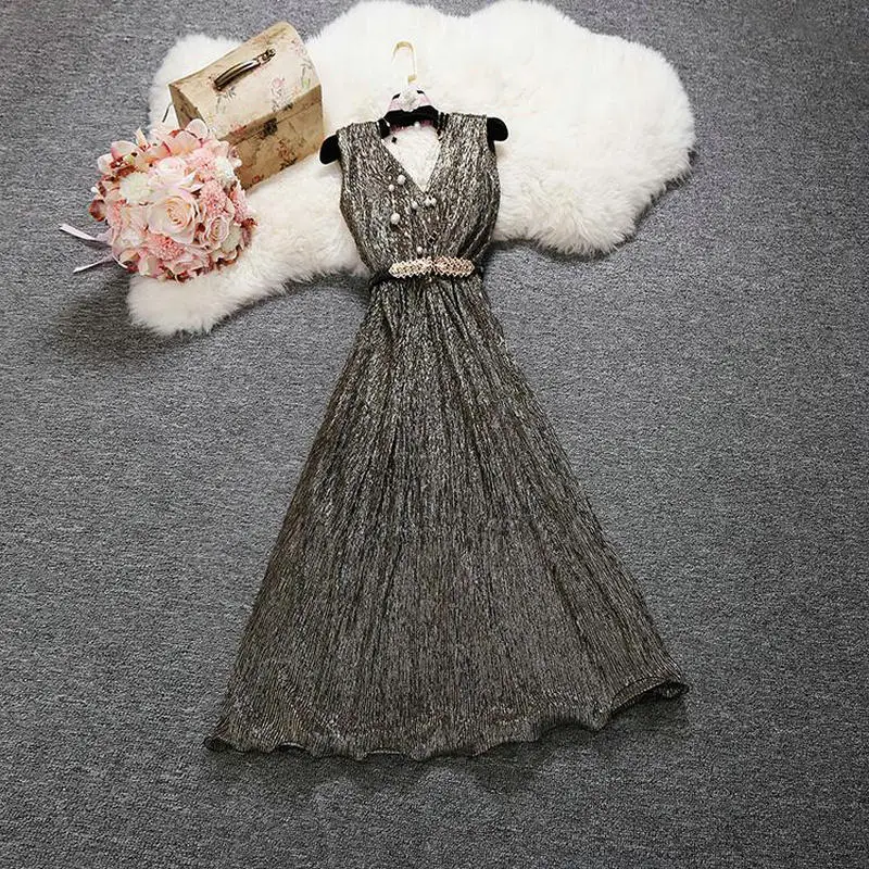 Женское блестящее шелковое платье-трапеция элегантное облегающее платье без