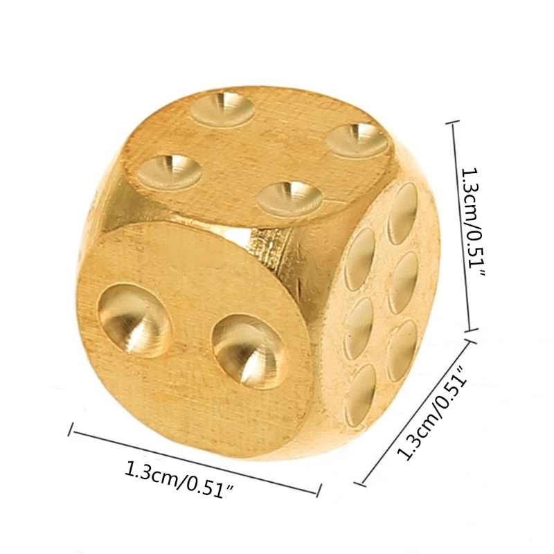 

6pcs 13mm Copper Dice Polished Solid Home Decor Brass Dice Bar Supplies Game Tool Copper Metal Dice Copper Game Supplie