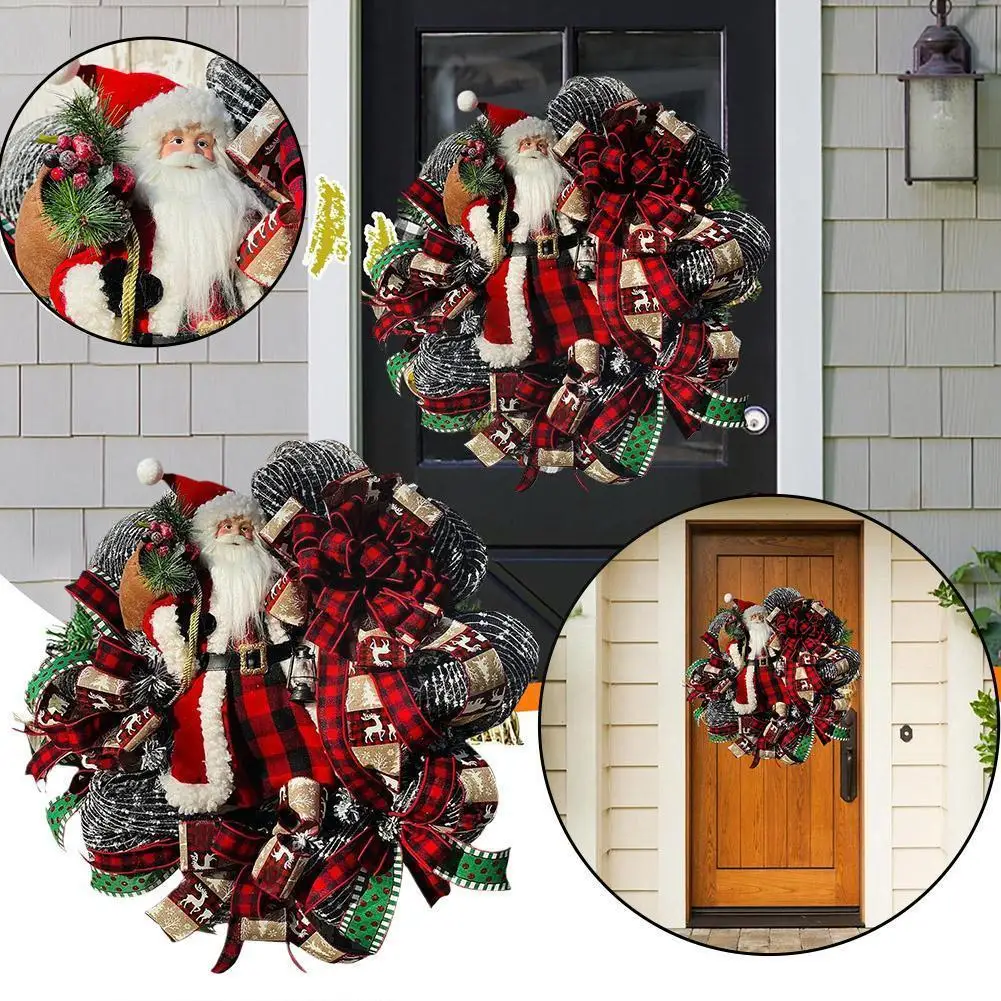 

Chrisrmas Wreaths Santa Claus Red Wreath Decoration Front Door Hanging Garland Ornaments Props Christmas Decorations For Ho A9H0
