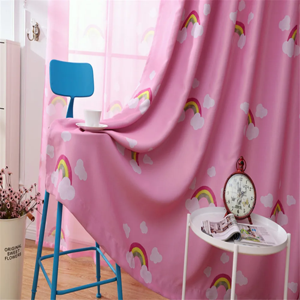 Детские светонепроницаемые шторы с радужным принтом для спальни гостиной