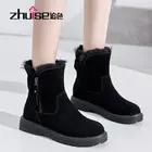 Ботинки женские кожаные, на молнии, с хлопковой подкладкой, Осень-зима 2021