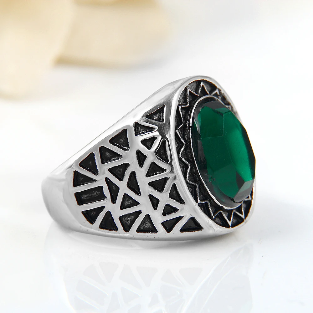 Дворцовое зеленое ювелирное изделие из нержавеющей стали ретро кольцо