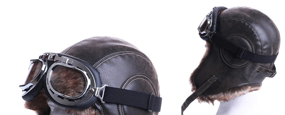 Зимняя куртка-бомбер Шапки Плюшевые Earflap русская ушанка с очки для мужчин женщин's Траппер Авиатор шлем летчика Искусственная кожа меха зимние шапки
