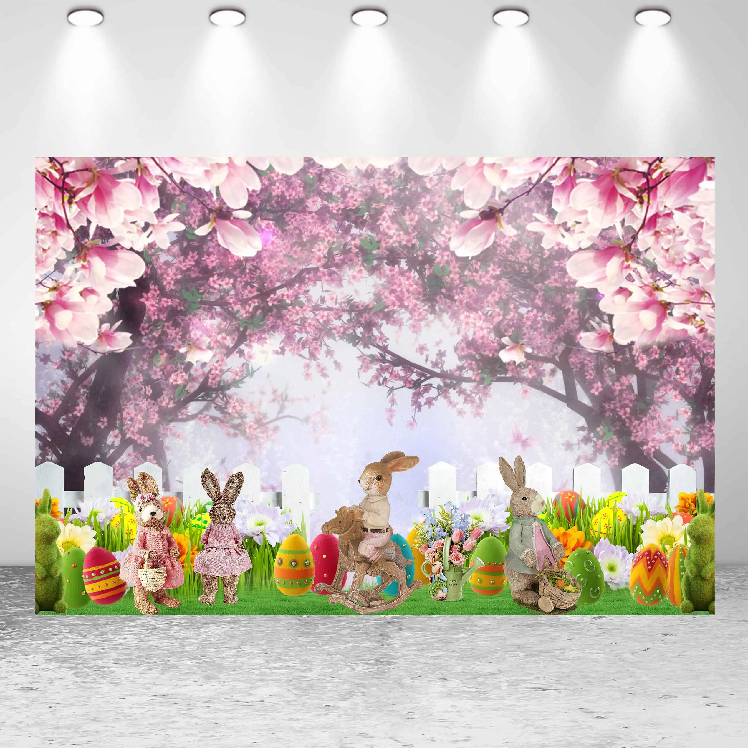 NeoBack персиковый цвет замок листья Цветок Трава яйцо детский фон Весенняя Пасха