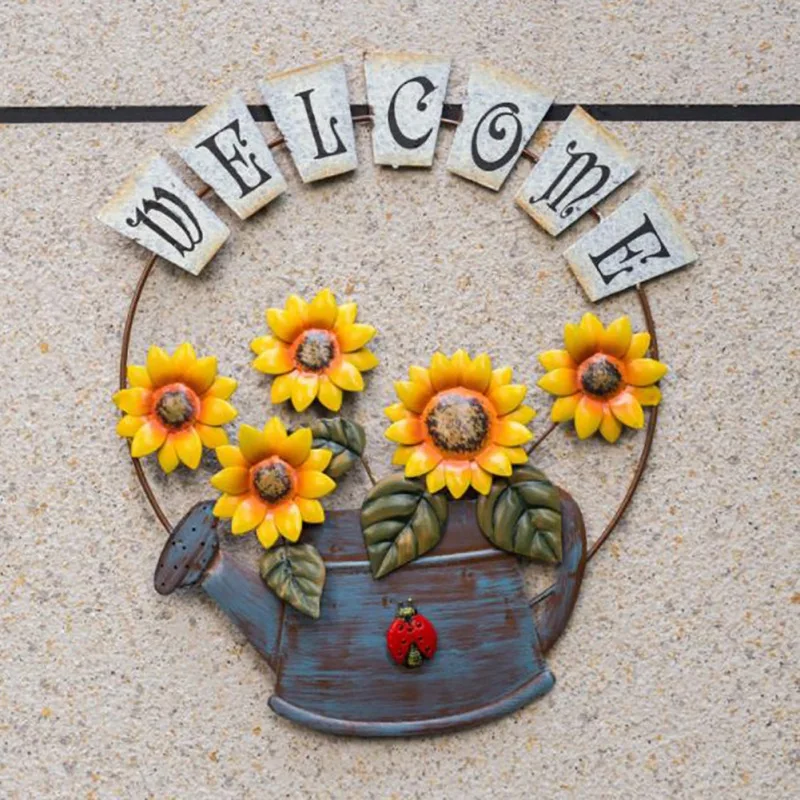 

Painted Sun Flower Decorative Iron Work Pendant New