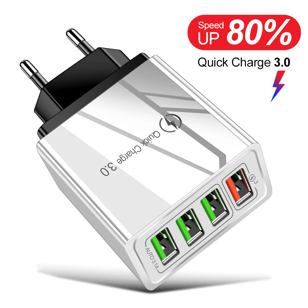 48 Вт Быстрая зарядка 3 0 USB зарядное устройство для iPhone12 Samsung Xiaomi Mi Huawei Зарядка