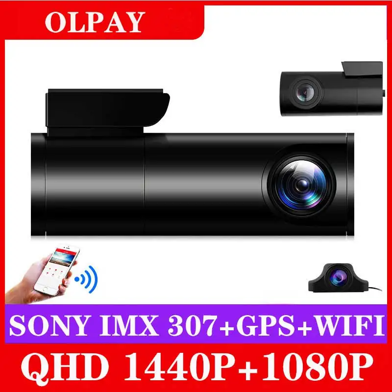 

Новый автомобильный мини-видеорегистратор с Wi-Fi, Передняя камера 1440P, Автомобильный видеорегистратор с двумя камерами, GPS-трекер, видеорегис...