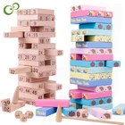 Деревянные блоки, настольные игры для детей, 4 в 1, Деревянная Башня, животные, развивающая семейвечерние настольная игра