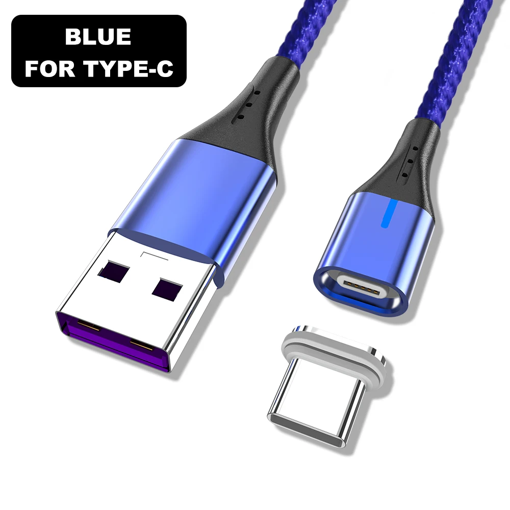 Магнитный кабель для быстрой зарядки для huawei samsung A90 Xiaomi usb type C Android кабели для мобильного телефона Microusb Линия передачи данных зарядное устройство - Цвет: Blue Type C Cable