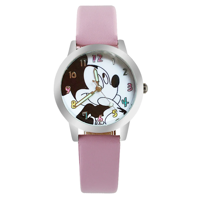 Кварцевые наручные часы с милым мультяшным рисунком детские кожаные школьные