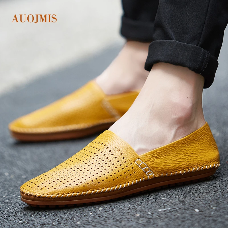 Новинка 2019 мужские летние кожаные туфли больших размеров 38-48 ярдов повседневные