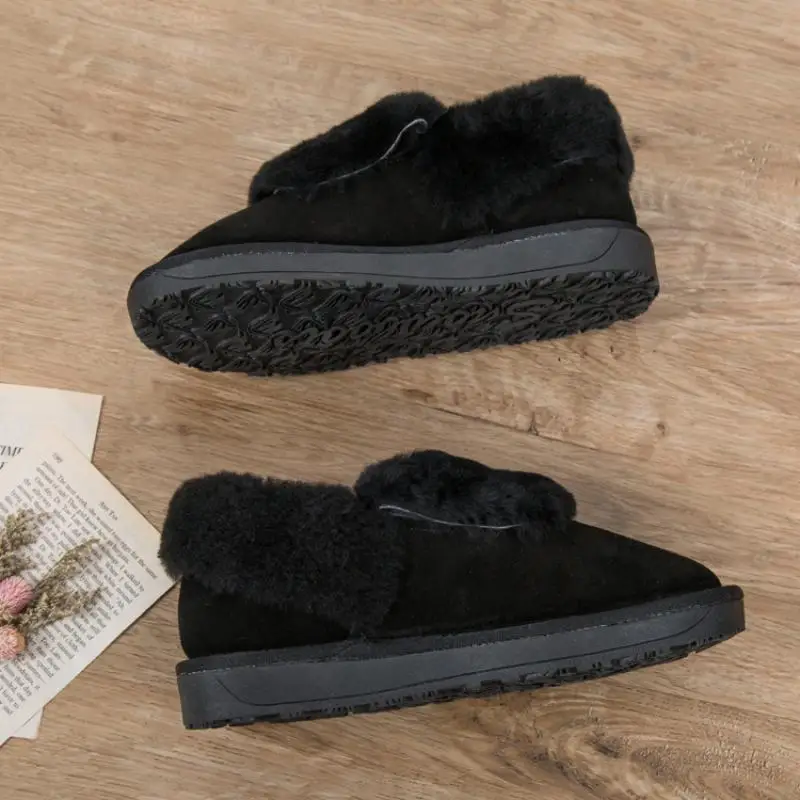 

Swyivy Reallly Wool Fur Snow Boots Women Winter Flats Loafers Slip On Fur Winter Shoes 2020 Genuine Leather Short Ankle Boots
