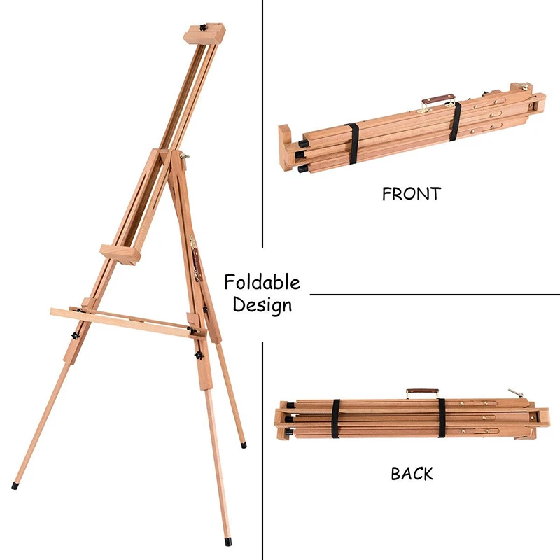 

Foldable Solid Wood Tripod Sketching Painting Easel Lightweight Eucalyptus Wood High Quality Steel Fittings Decorative Shelves