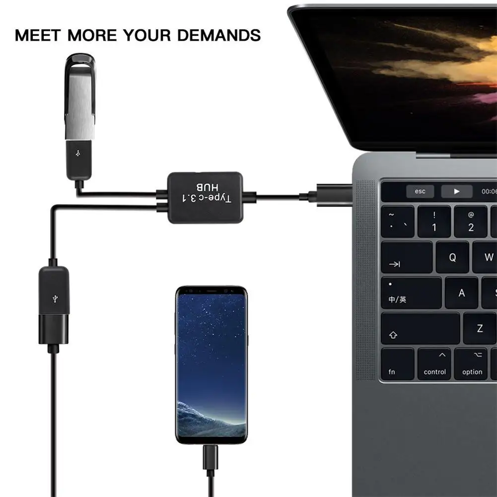 BEESCLOVER USB 3 1 Type C V8 OTG концентратор 2 Порты Передача данных/зарядный адаптер Тип