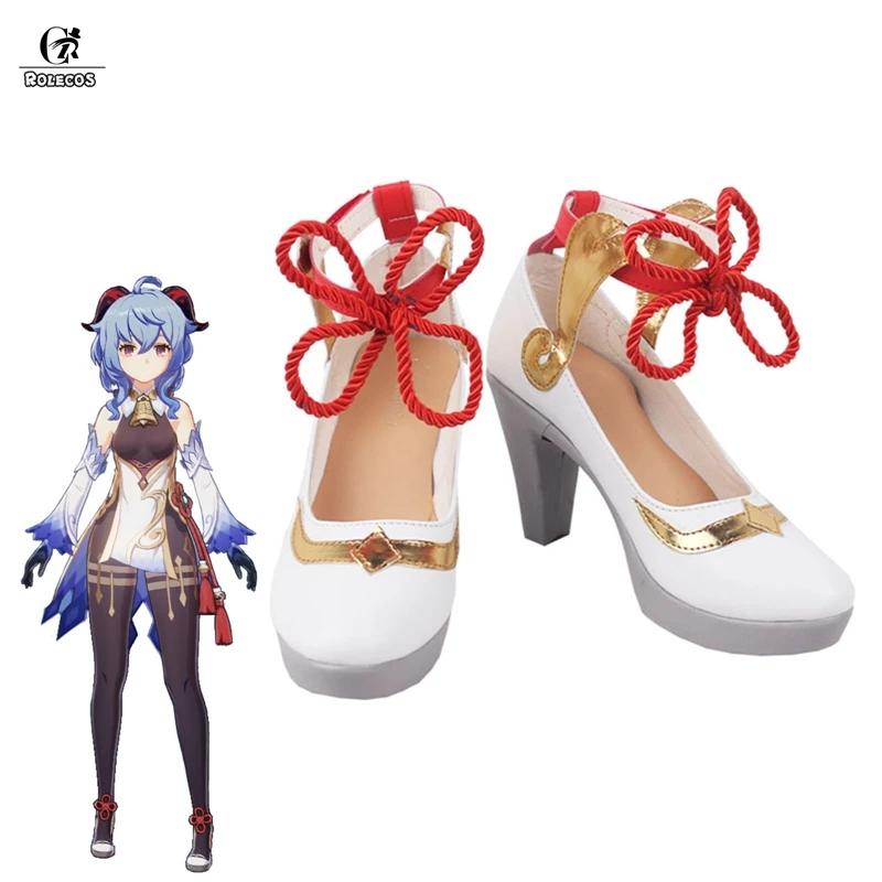 

ROLECOS Ganyu Cosplay Shoes Genshin Impact Cosplay Shoes Ganyu High-heeled Shoes for Women Halloween