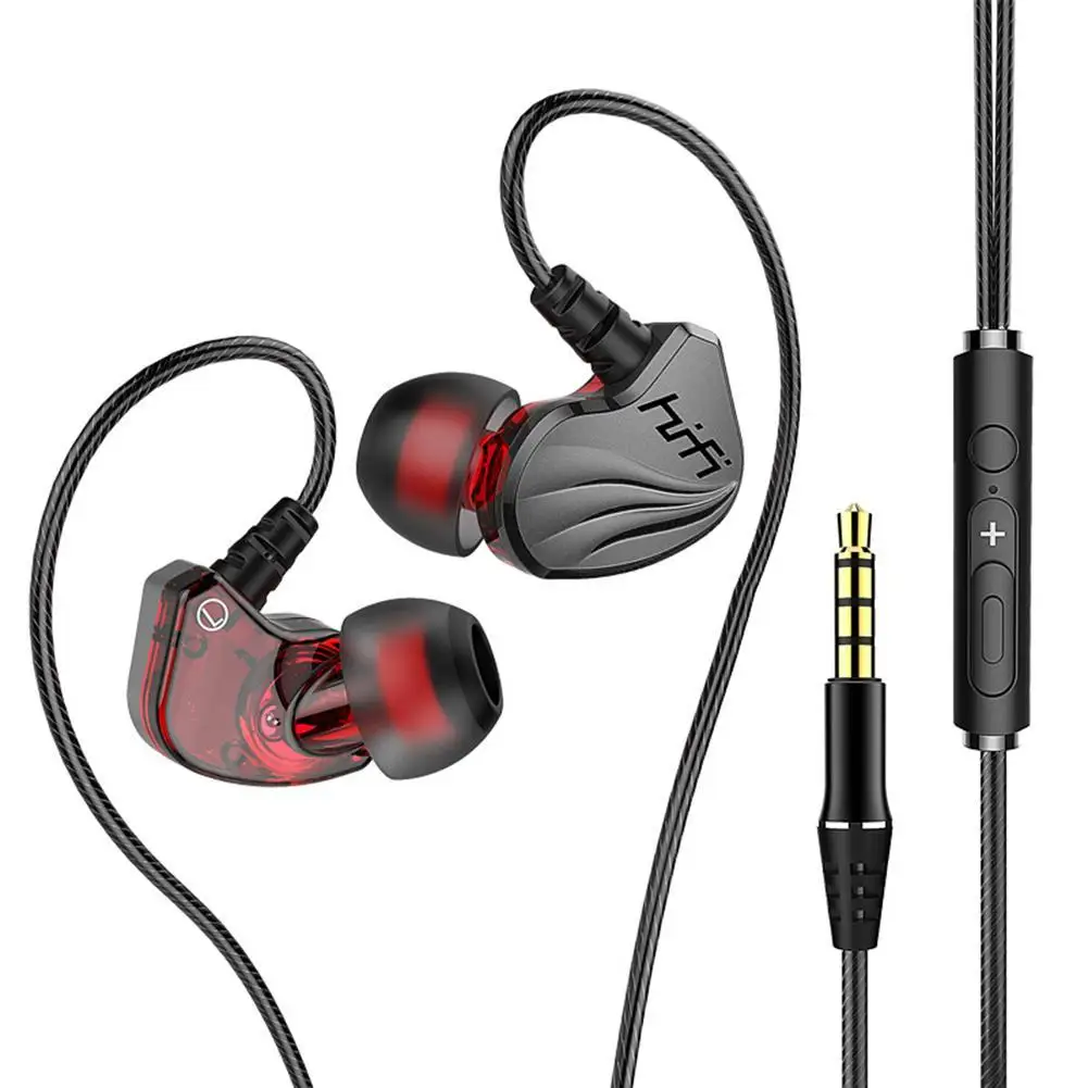 

6D 4-Core Dual Moving Coil In-Ear 3.5mm HiFi Bass Wired Earphone Sports Headset For Most Phones Tablets MP3 MP4