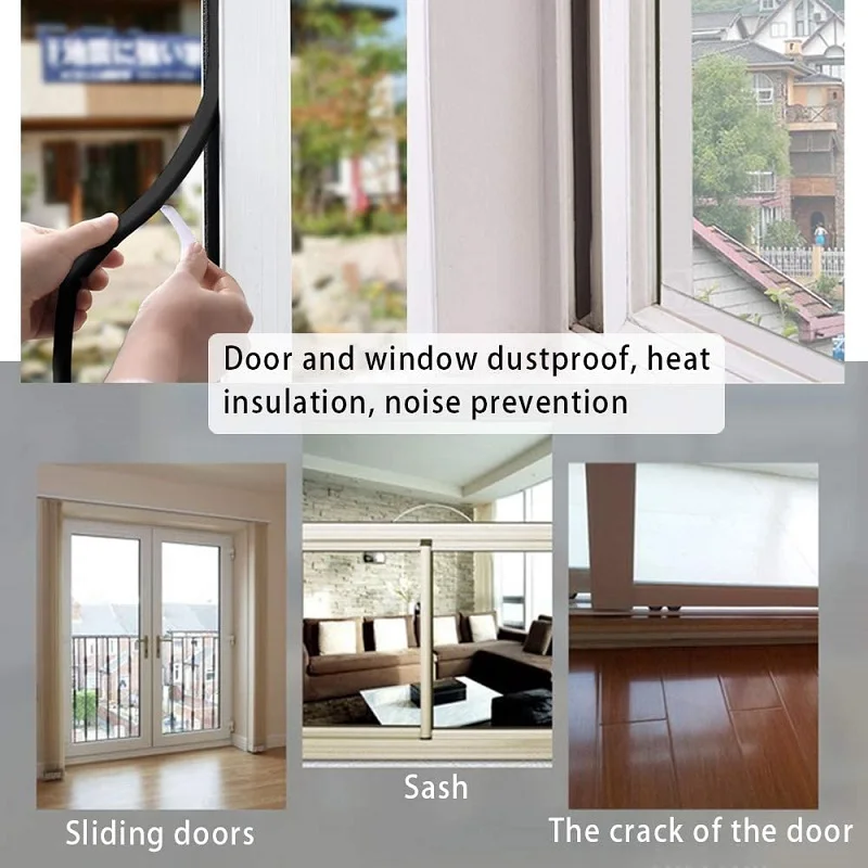 

5M Self-adhesive Door Window Sealing Strip Weather Stripping Burlete Puerta Casa Soundproof Acoustic Foam Mousse Acoustique