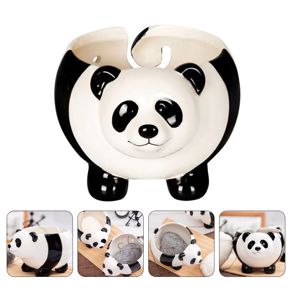 

1Pc Desktop Storage Bowl Knitting Tool Storage Container Panda Shaped Ornament