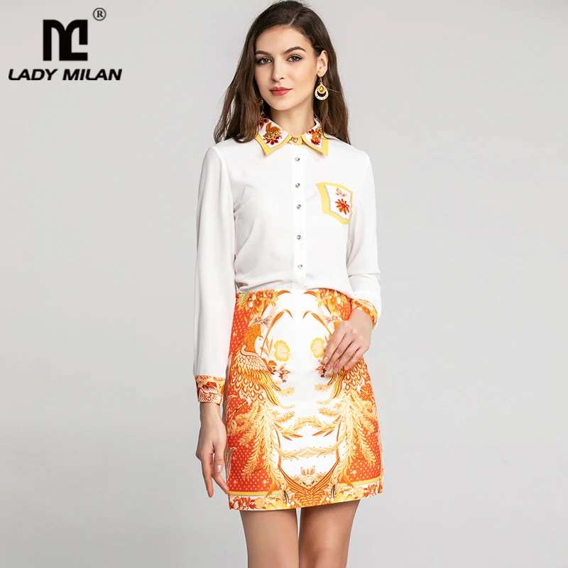 Женский весенне-летний комплект с отложным воротником и длинными рукавами